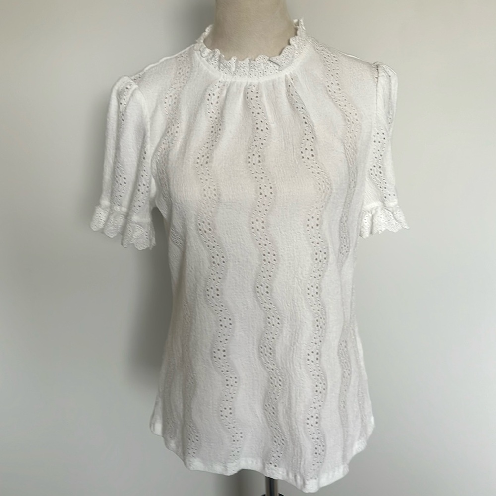White Floral Top SZ S